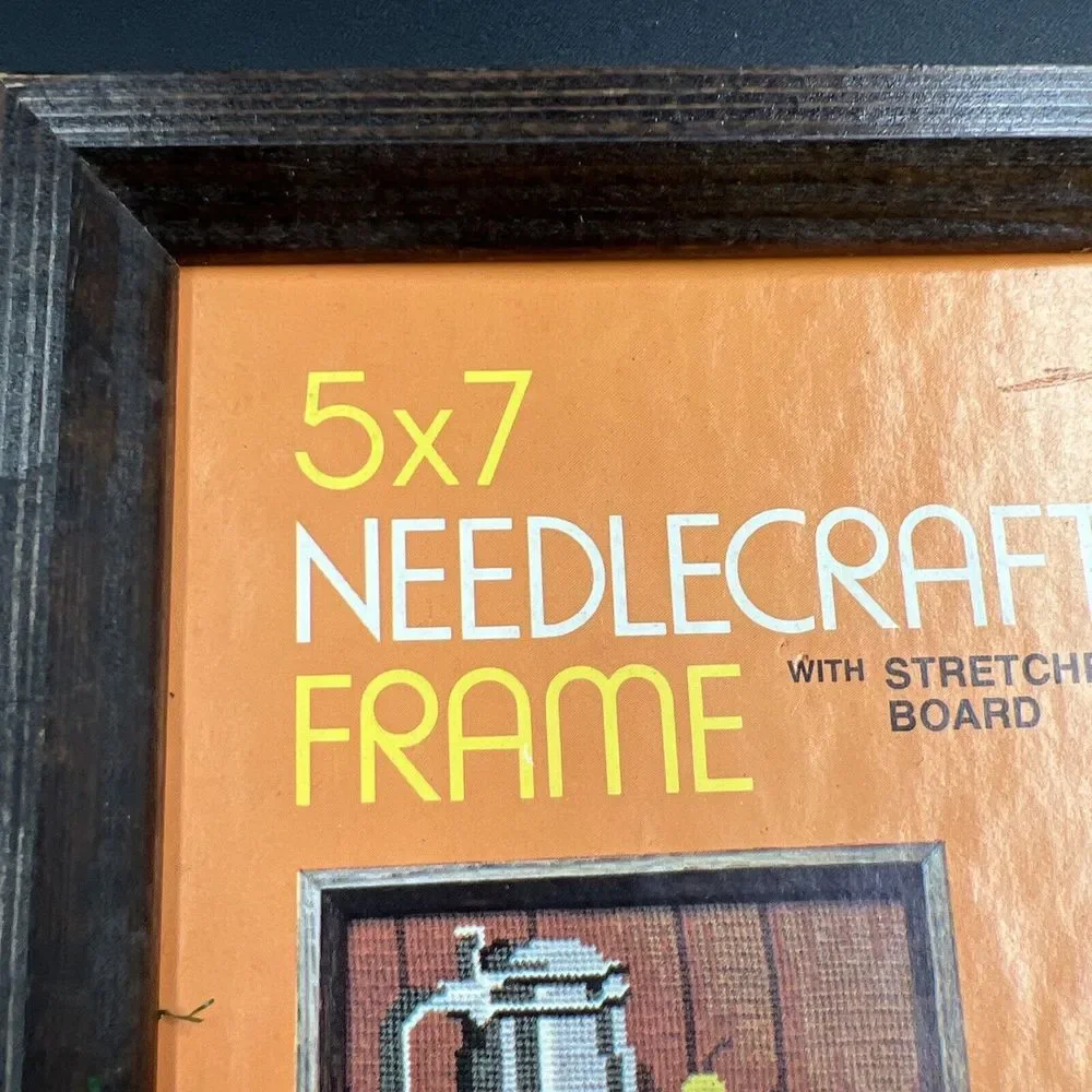 Vintage 5x7 Needlecraft Frame‎ Only Walnut Finish Solid Oak #203-57